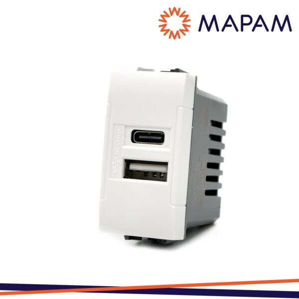 Presa usb 5v=2.4a a+c t1 art 833b bianca compatibile Bticino Living