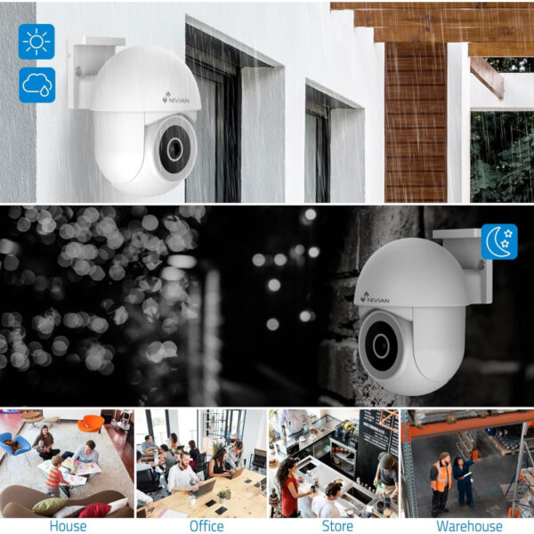Mini Telecamera PTZ WiFi IP CAM Dome Esterno Rilevamento Visione notturna NIVIAN - immagine 9