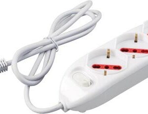 Multipresa serie Emilia di casa rosi cod.RS94001 3 posti shuko/bivalente 16a cavo 1.5m