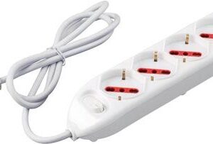 Multipresa serie Emilia di casa rosi cod.RS94005 5 posti shuko/bivalente 16a cavo 1.5m