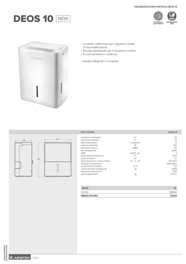 Deumidificatore 10 l/24h ARISTON DEOS 10 - immagine 6