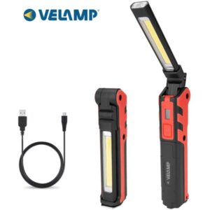 VELAMP KUBRIK Luce d'ispezione 2 in1: COB 350lm + Torcia 150lm. Ricaricabile.