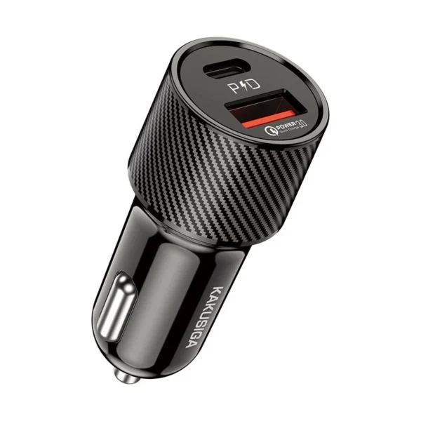 Caricabatterie da auto USB/USB type C ricarica rapida nero KSC-677 - immagine 2