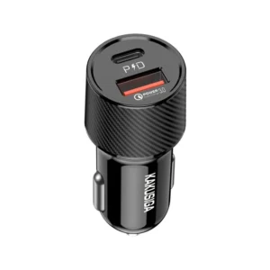 Caricabatterie da auto USB/USB type C ricarica rapida nero KSC-677
