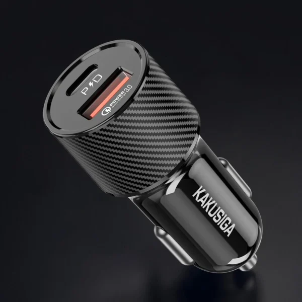 Caricabatterie da auto USB/USB type C ricarica rapida nero KSC-677 - immagine 5
