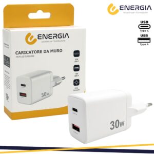 ALIMENTATORE 33w gan usb ricarica rapida 1usb-c + 1usb