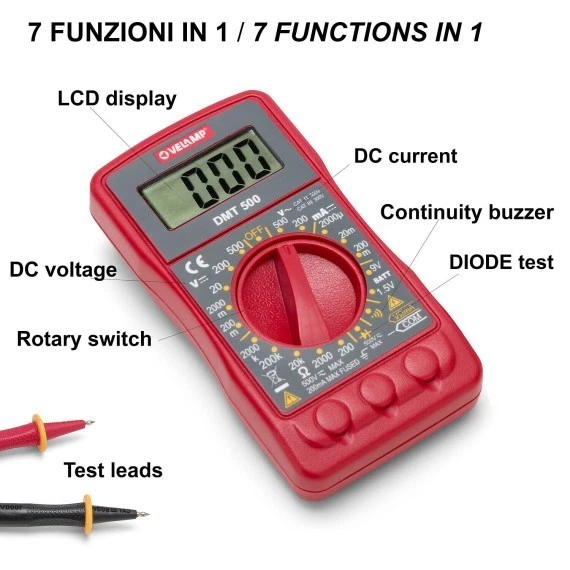 VELAMP Mini tester digitale 6 in 1 con sonde - immagine 4