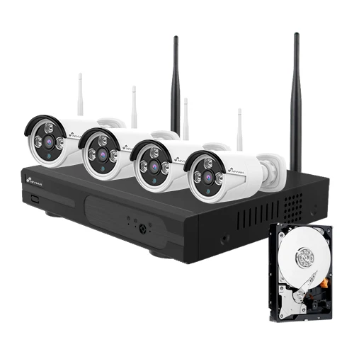 Kit WiFi a 4 telecamere con registratore a 8 canali e disco rigido NV-KIT830W-4