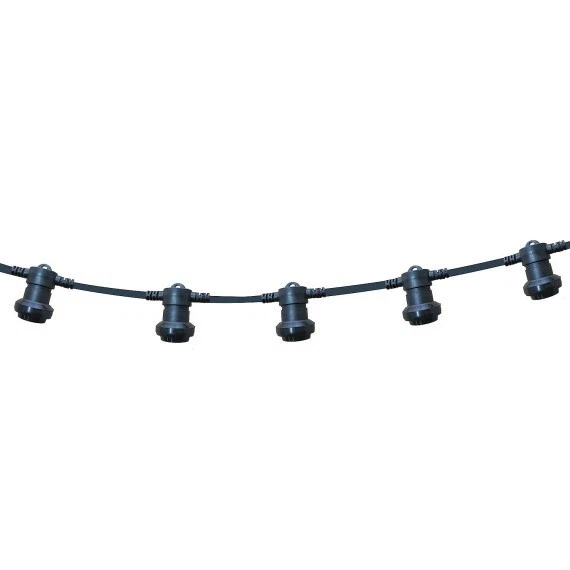 VELAMP PARTY LIGHT: IP44 Catenaria luminosa 10m, con10 portalampada E27 stagni, nera